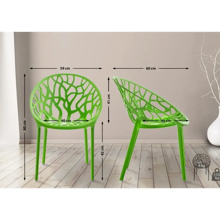 Bistro- & Balkonsets-CLP Set van 2 Tuinstoel Hope Kunststof - groen