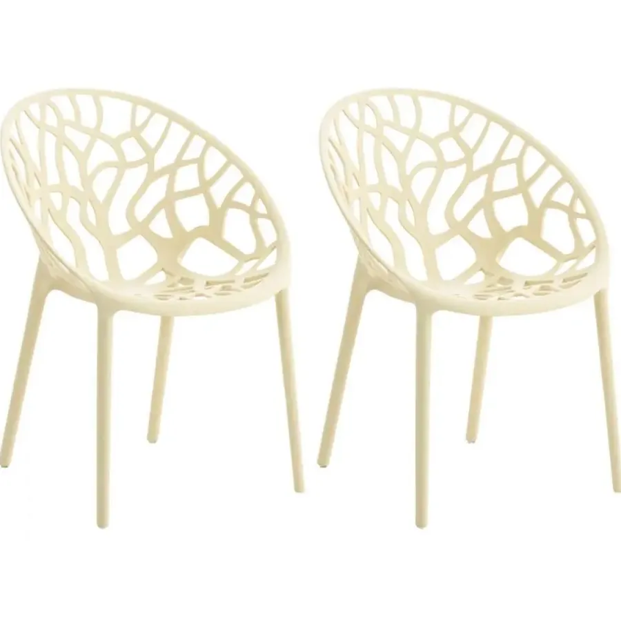 Bistro- & Balkonsets-CLP Set van 2 Tuinstoel Hope Kunststof - creme