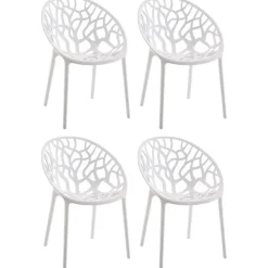 Bistro- & Balkonsets-CLP Set van 4 Tuinstoel Hope Kunststof - wit