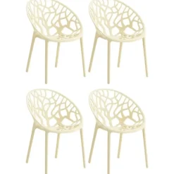Bistro- & Balkonsets-CLP Set van 4 Tuinstoel Hope Kunststof - creme