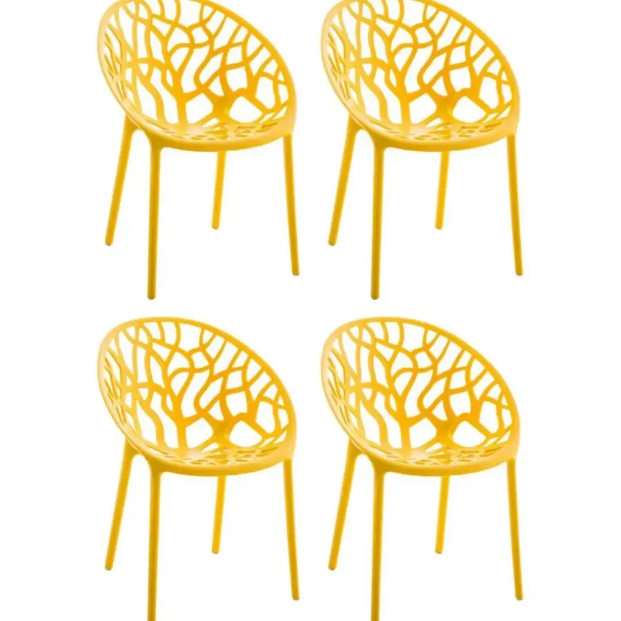 CLP Set van 4 Tuinstoel Hope Kunststof - geel