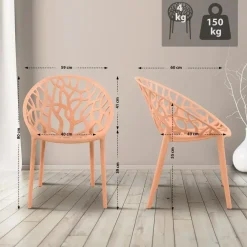 Bistro- & Balkonsets-CLP Set van 4 Tuinstoel Hope Kunststof - perzik