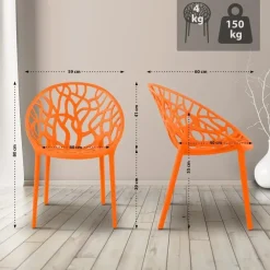 Bistro- & Balkonsets-CLP Set van 4 Tuinstoel Hope Kunststof - oranje
