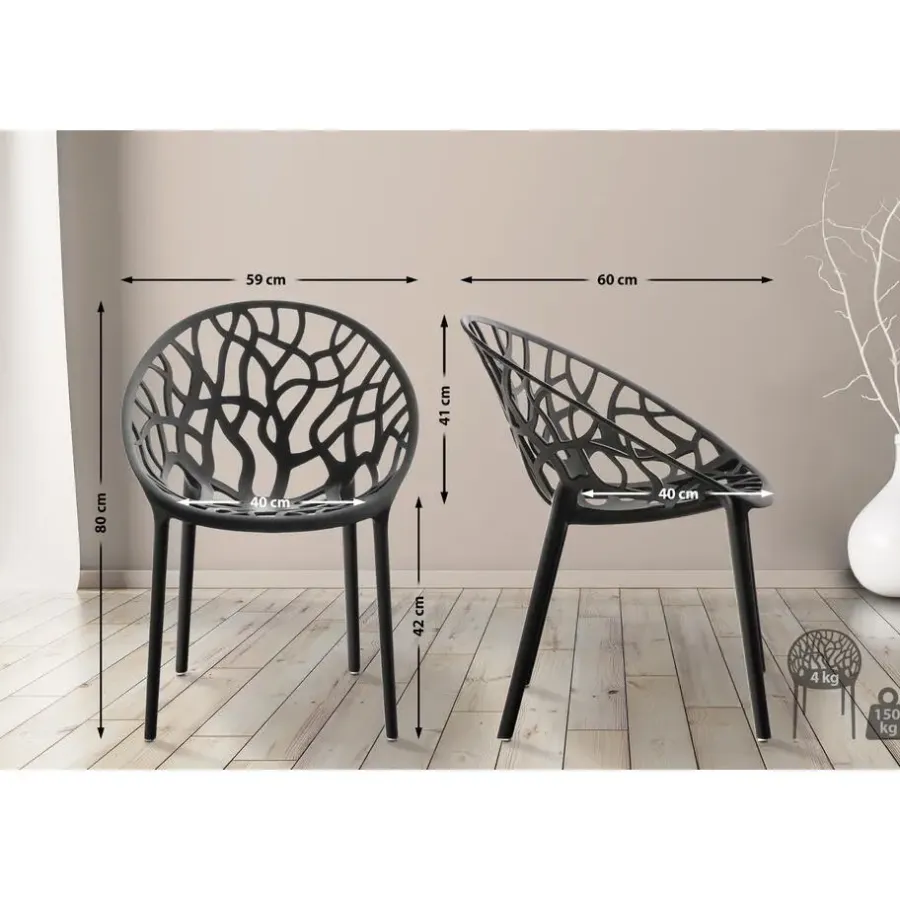 Bistro- & Balkonsets-CLP Set van 2 Tuinstoel Hope Kunststof - zwart