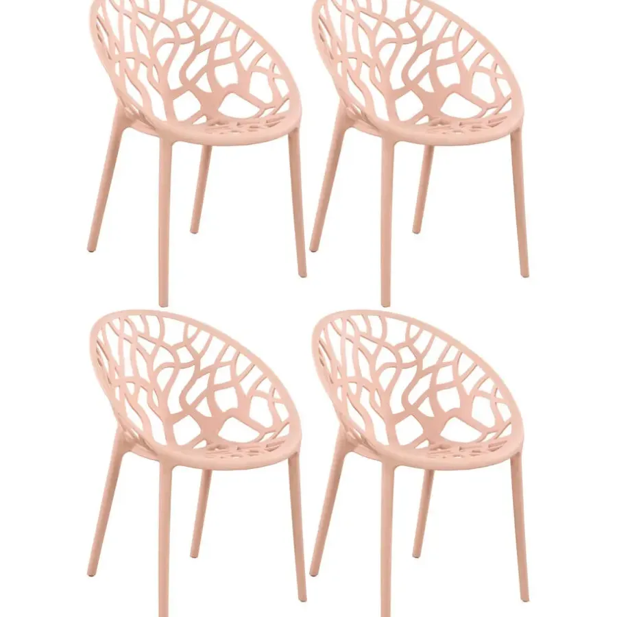 Bistro- & Balkonsets-CLP Set van 4 Tuinstoel Hope Kunststof - roze