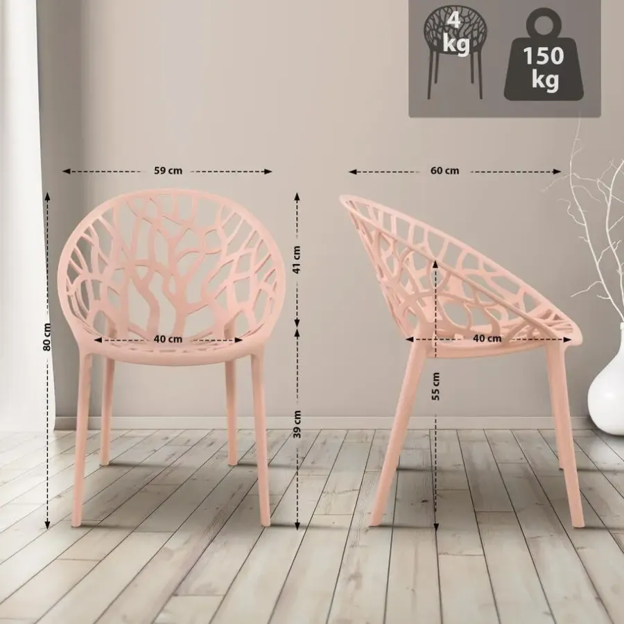 Bistro- & Balkonsets-CLP Set van 4 Tuinstoel Hope Kunststof - roze