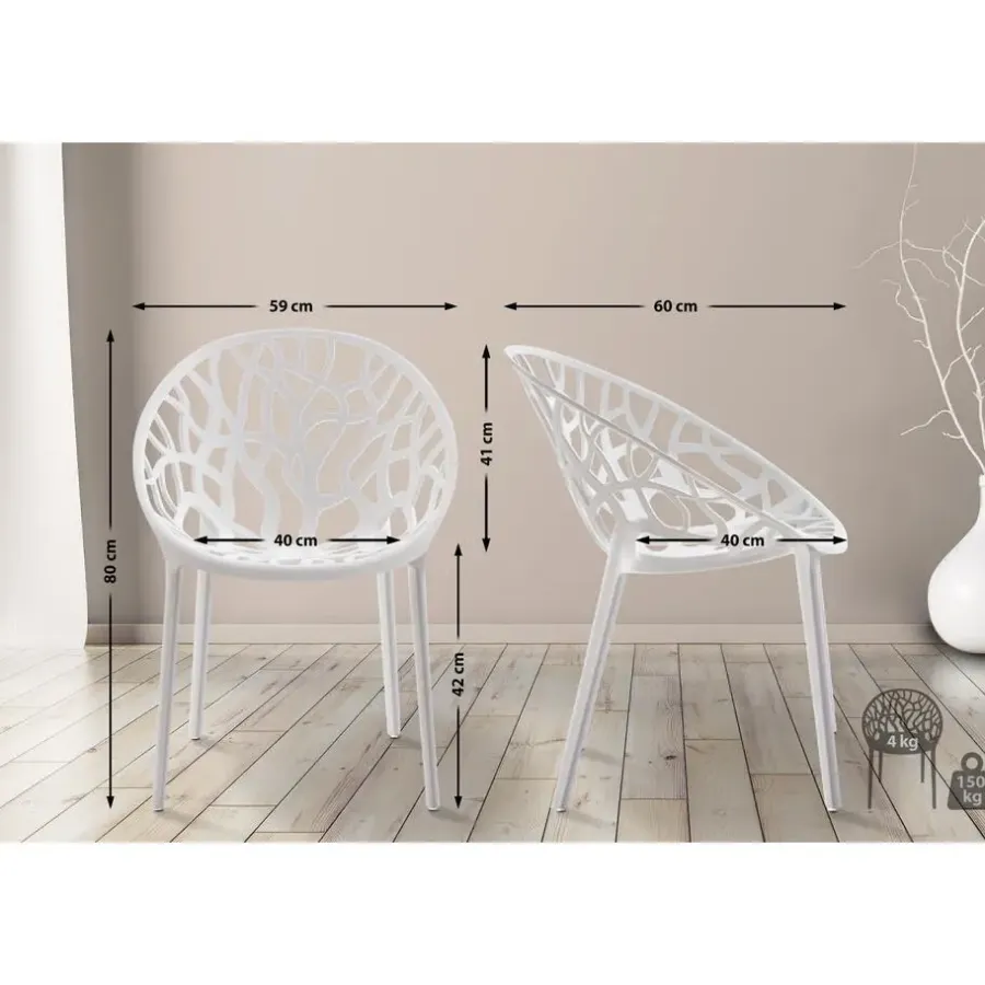 CLP Set van 2 Tuinstoel Hope Kunststof - wit