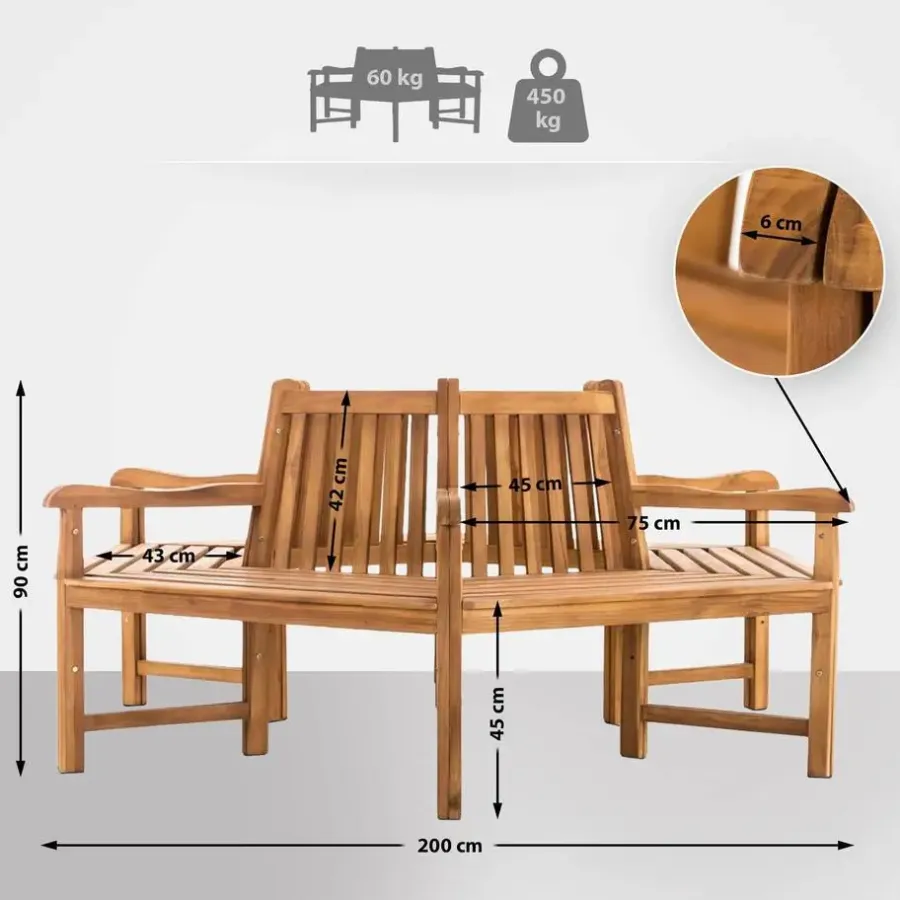 CLP Teakbank Sonja 200 cm