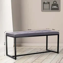 Eetkamerbanken-CLP 2-zits Bankje Barci 100 cm - grijs