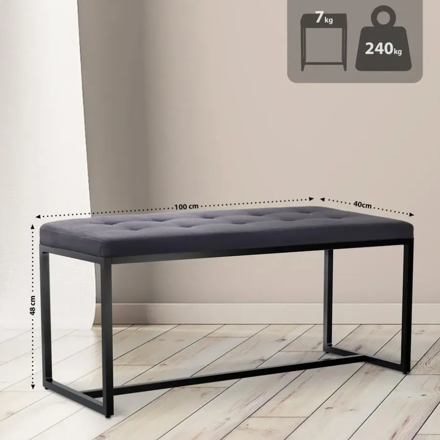 Eetkamerbanken-CLP 2-zits Bankje Barci 100 cm - zwart