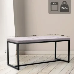 Eetkamerbanken-CLP 2-zits Bankje Barci 100 cm - grijs