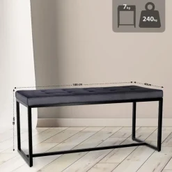 Eetkamerbanken-CLP 2-zits Bankje Barci 100 cm - zwart