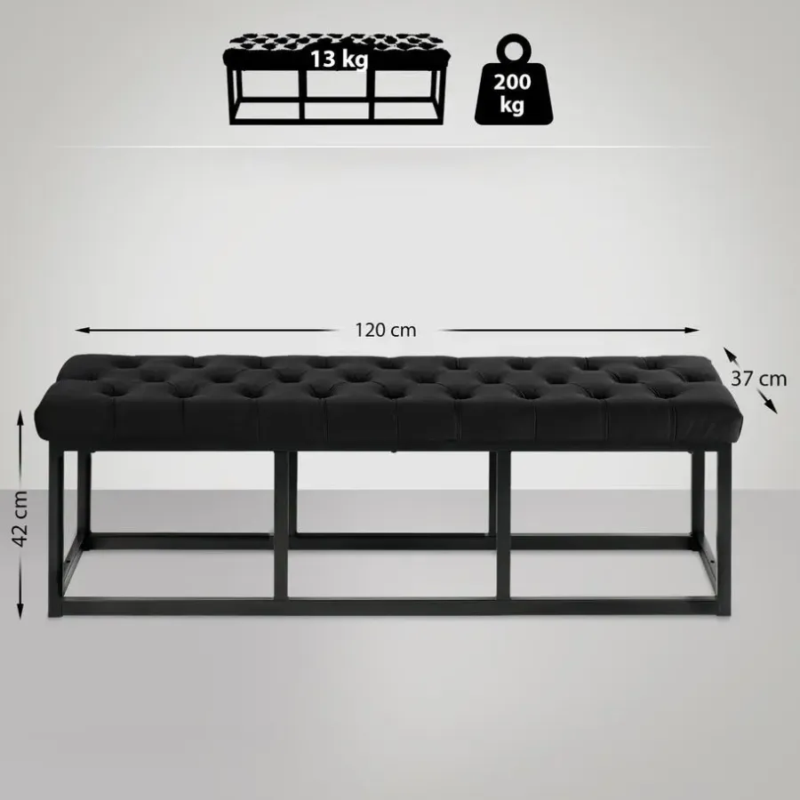 Bankjes-CLP 2-zits Bankje Polson 120 cm - zwart
