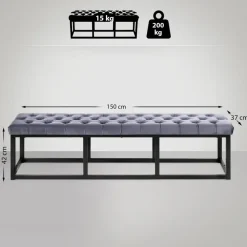 Bankjes-CLP 2-zits Bankje Polson 150 cm - grijs