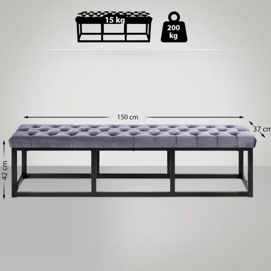 Bankjes-CLP 2-zits Bankje Polson 150 cm - grijs