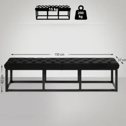 CLP 2-zits Bankje Polson 150 cm - zwart