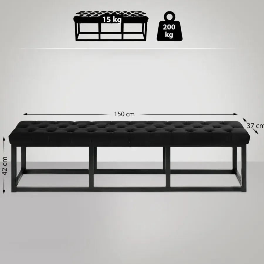 CLP 2-zits Bankje Polson 150 cm - zwart