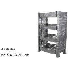 Trolleys-CM keuken opbergrek - 4-laags - grijs - kunststof - 65 x 41 x30