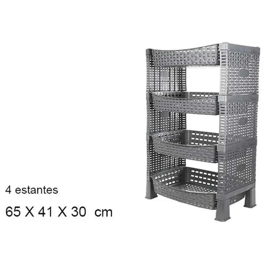 Trolleys-CM keuken opbergrek - 4-laags - grijs - kunststof - 65 x 41 x30