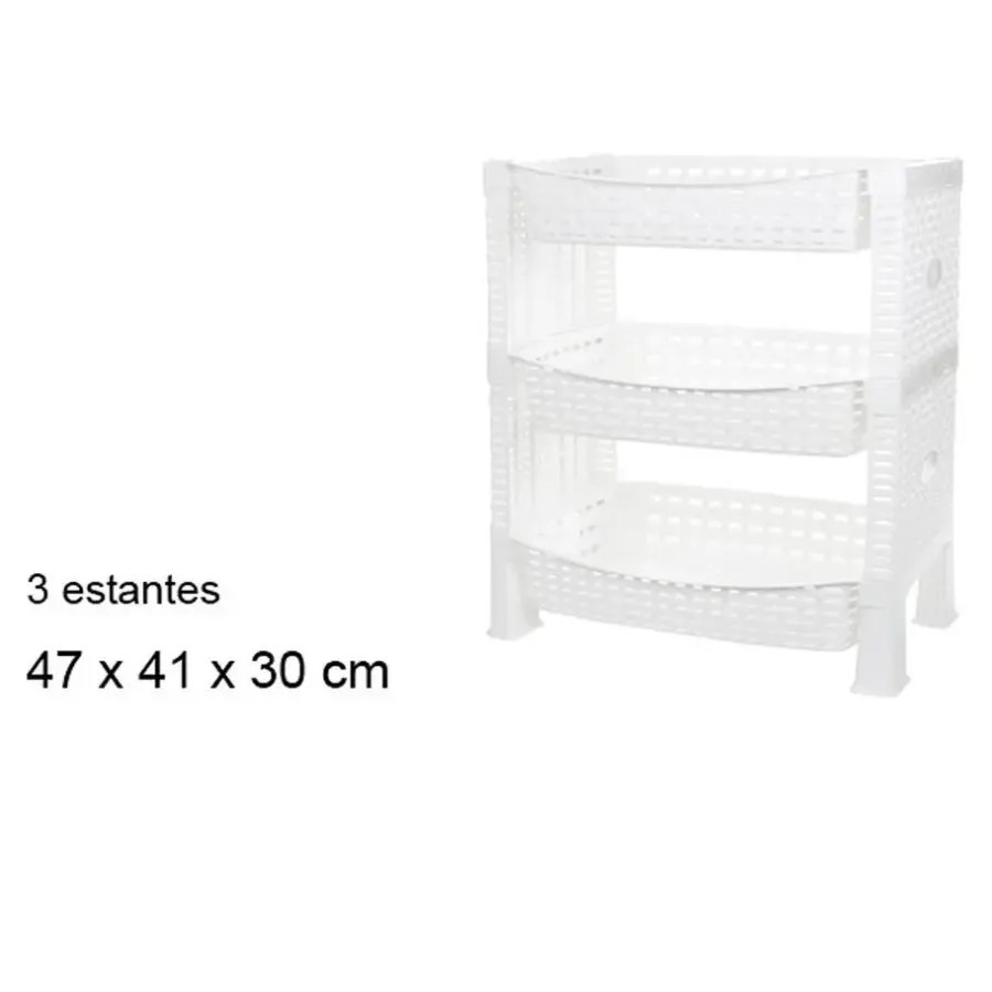 Trolleys-CM keuken opbergrek - 3-laags - wit - kunststof - 47 x 41 x30