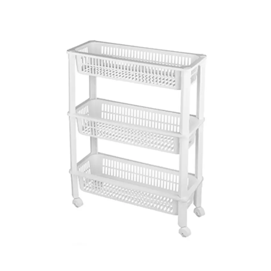 Trolleys-CM keukentrolley - op wieltjes - 3 laags - wit - kunststof
