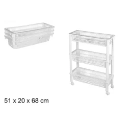 Trolleys-CM keukentrolley - op wieltjes - 3 laags - wit - kunststof