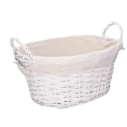 Opbergmanden-CM Rieten opbergmand - gevlochten rotan - wit - 35 x 25 x 24