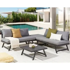 Beliani COCCORINO - Tuinset - Grijs - Aluminium