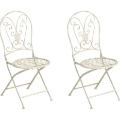Bistro- & Balkonsets-Leen Bakker COGGIA - Set van 2 tuinstoelen - Lichtbeige - IJzer