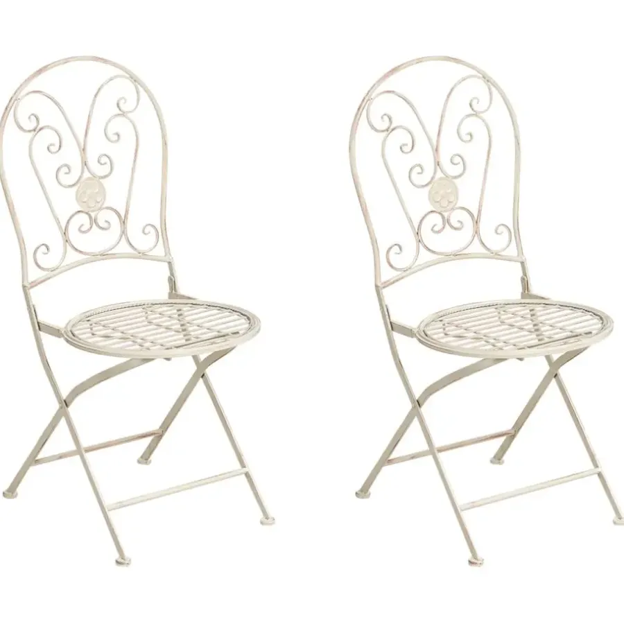 Bistro- & Balkonsets-Leen Bakker COGGIA - Set van 2 tuinstoelen - Lichtbeige - IJzer