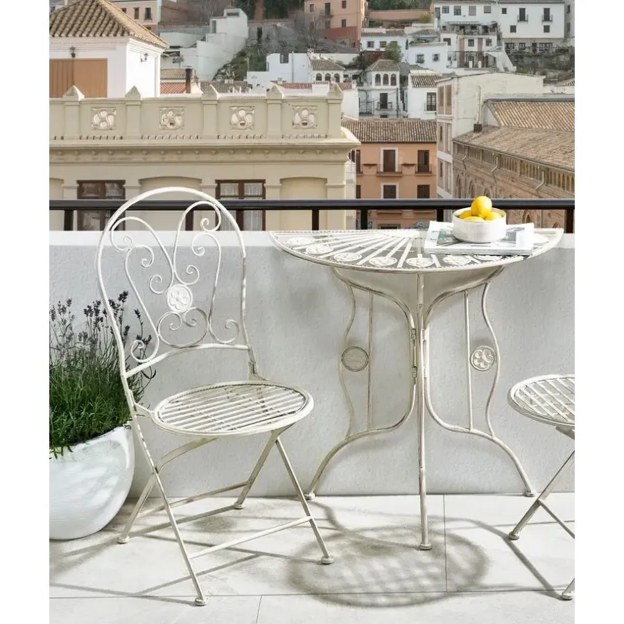 Bistro- & Balkonsets-Leen Bakker COGGIA - Set van 2 tuinstoelen - Lichtbeige - IJzer