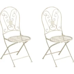 Bistro- & Balkonsets-Leen Bakker COGGIA - Set van 2 tuinstoelen - Lichtbeige - IJzer