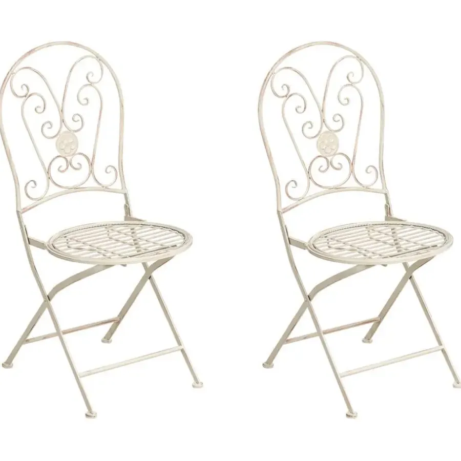 Bistro- & Balkonsets-Leen Bakker COGGIA - Set van 2 tuinstoelen - Lichtbeige - IJzer