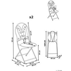 Bistro- & Balkonsets-Leen Bakker COGGIA - Set van 2 tuinstoelen - Lichtbeige - IJzer
