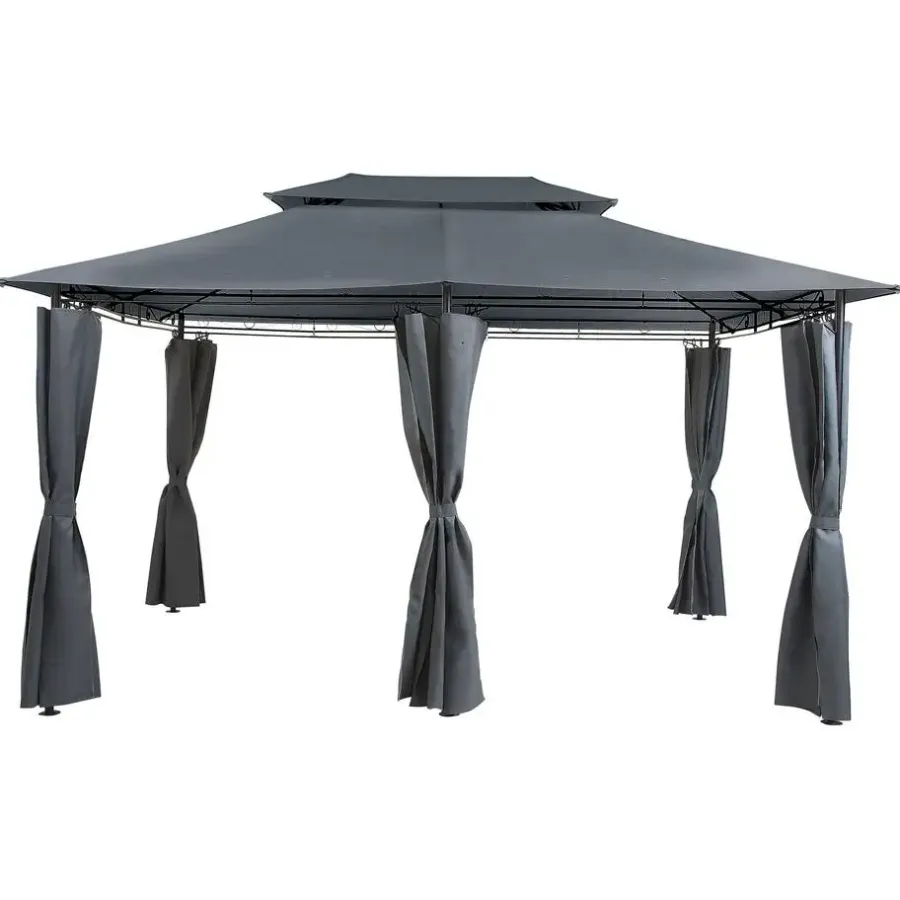 Beliani COLOS - Tuinpaviljoen - Grijs - Staal