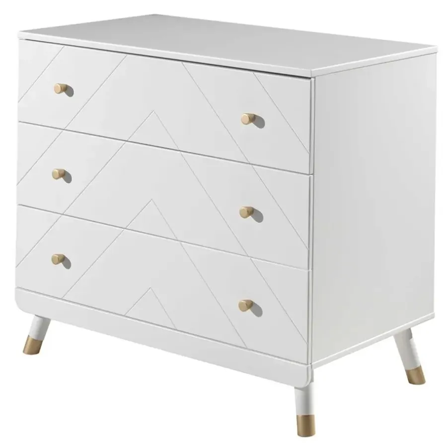 Vipack Commode Billy 100x57x89cm 3 lades - wit/goud