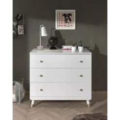 Vipack Commode Billy 100x57x89cm 3 lades - wit/goud