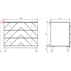 Vipack Commode Billy 100x57x89cm 3 lades - wit/goud