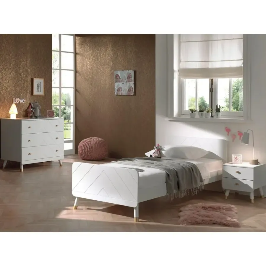 Vipack Commode Billy 100x57x89cm 3 lades - wit/goud