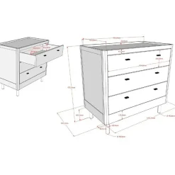 Ladekasten|Ladekasten-Vipack Commode Forrest - 3 lades - massief beukenhout - wit