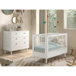 Ladekasten|Ladekasten-Vipack Commode Forrest - 3 lades - massief beukenhout - wit