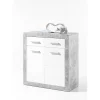 Ladekasten|Ladekasten-Emob Commode Inga 82 cm met 2 deuren & 2 lades - beton/wit