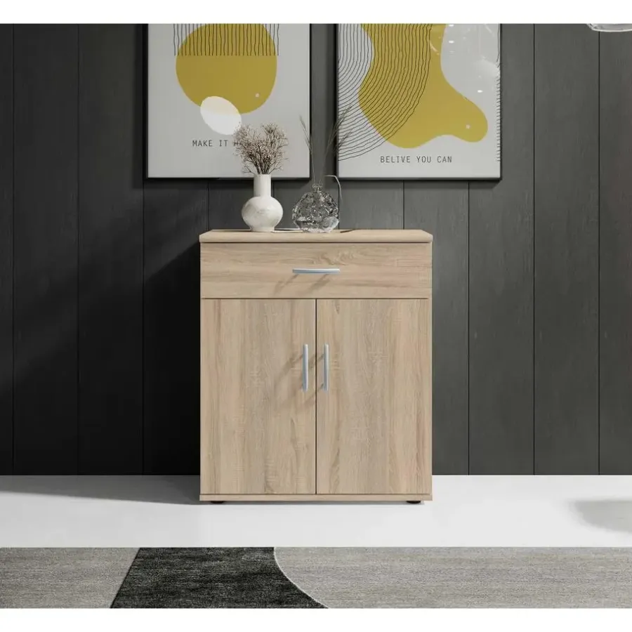 Emob Commode Viviane 60cm met 2 deuren- 1 lade - eik