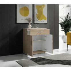 Emob Commode Viviane 60cm met 2 deuren- 1 lade - eik