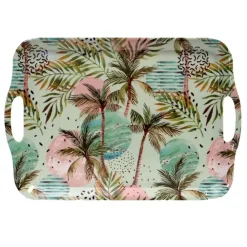 Dienbladen-Concorde Dienblad/serveer tray Tropical Holiday - roze/groen - 42 x 29 cm
