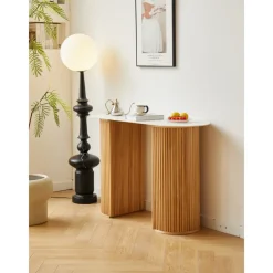 Sidetables-Nordlys Console van hout met marmerlook blad
