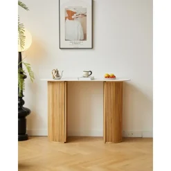 Sidetables-Nordlys Console van hout met marmerlook blad