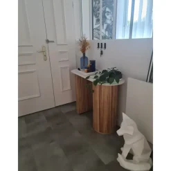 Sidetables-Nordlys Console van hout met marmerlook blad