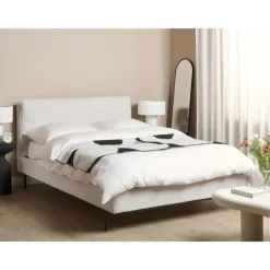 Twijfelaars-Beliani CORIO - Tweepersoonsbed - Wit - 140 x 200 cm - Bouclé