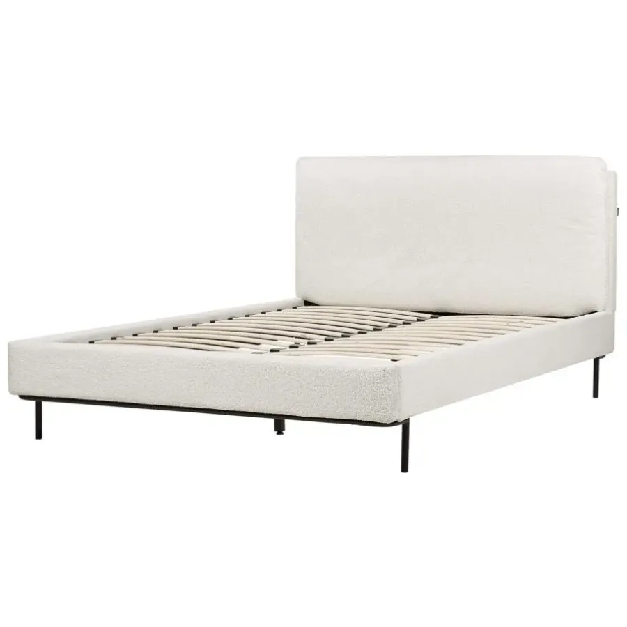 Twijfelaars-Beliani CORIO - Tweepersoonsbed - Wit - 140 x 200 cm - Bouclé